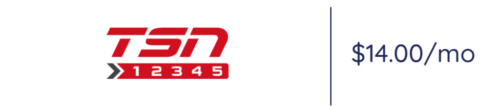 Pricing banner showing TSN logo on the left and '$14.00/mo' on the right separated by a vertical line.