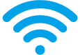 Blue Wi‑Fi signal icon indicating wireless connectivity or internet access
